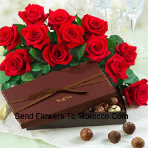 11 Belles Roses avec de Délicieux Chocolats