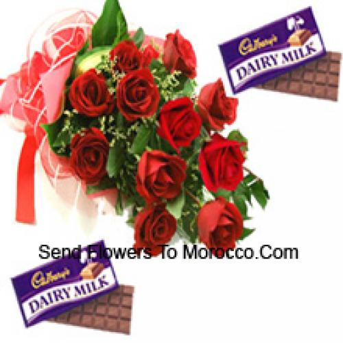 11 Bellissime Rose Rosse con Cioccolatini Cadbury