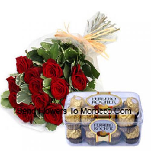 16 Pz Ferrero Rocher con 11 splendide rose rosse