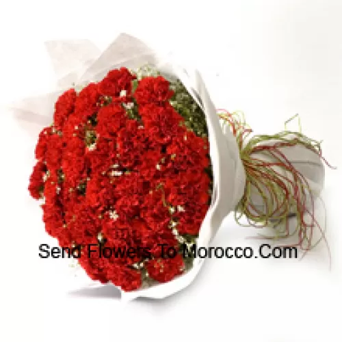 Bunch Of 37 Red Carnations With Seasonal Fillers