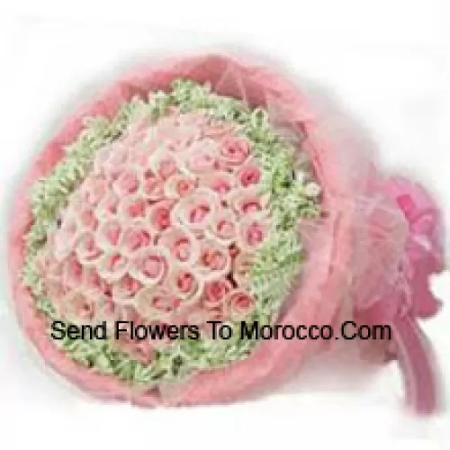 Bunch Of 51 Pink Roses With Fillers And Beautiful Wrapping