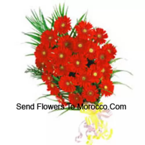 Bunch Of 25 Red Colored Gerberas