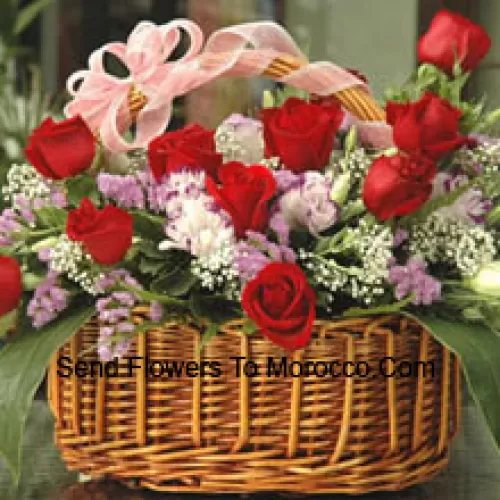 Panier de 25 roses rouges