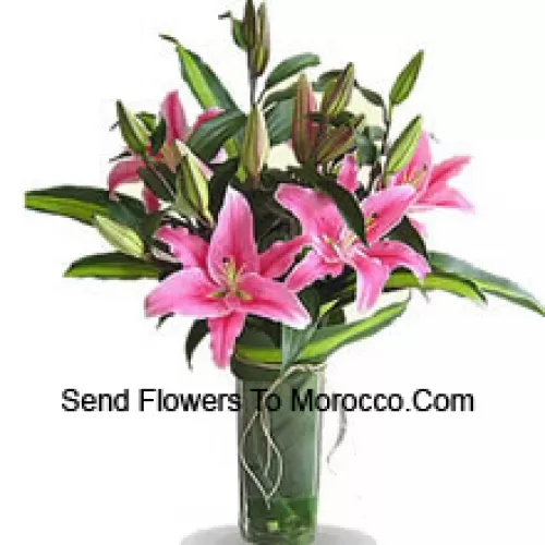 Pink Colored Lilies In A Vase