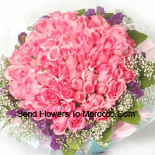 Bunch Of 101 Pink Roses With Fillers