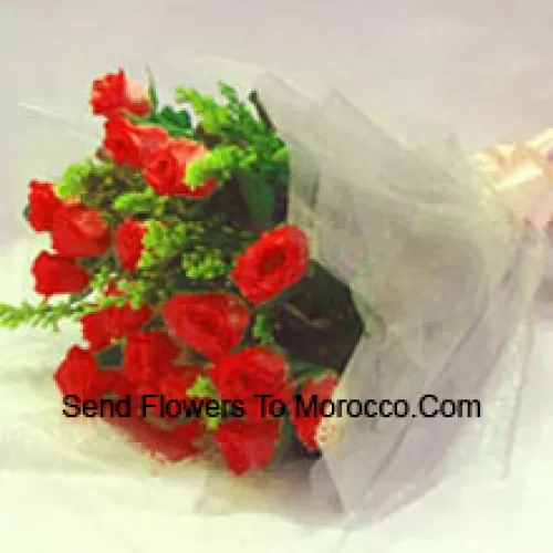 Bunch Of 11 Red Roses With Fillers