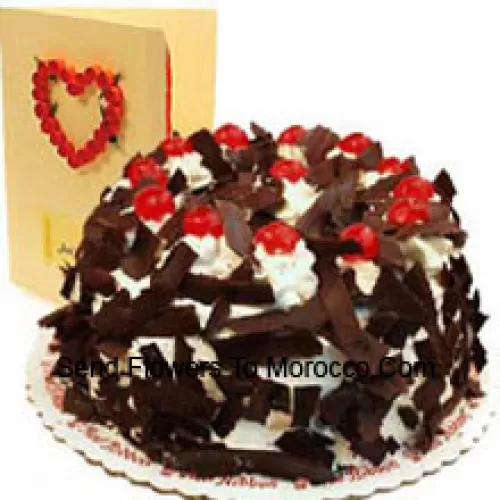 Torta croccante al cioccolato da 1 kg (2,2 libbre) con una carta di auguri d'amore gratuita