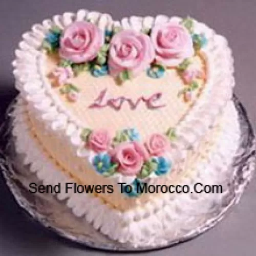 1 Kg (2.2 Lbs) Heart Shaped Vanilla Cake