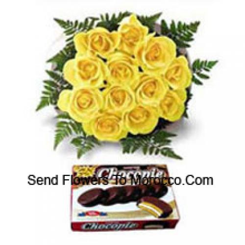 11 Beautiful Yellow Roses with Chocolate Box