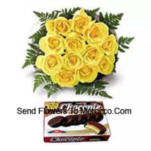 Bunch Of 11 Yellow Roses And A Box Of Chocolate