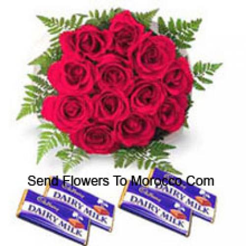 11 Red Roses with Tasty Assorted Chocolates