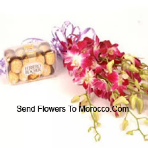 Bunch Of Orchids With 16 Pcs Ferrero Rocher