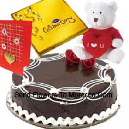 1 Kg Truffle Cake with Chocolates and Cute Teddy