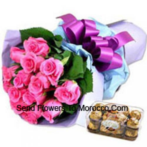 11 Pink Roses mit leckeren 16 Stück Ferrero Rochers