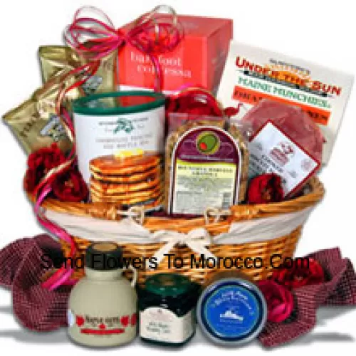 Nothing says, “I love you” like breakfast in bed and this new addition to our outstanding line of Valentines Day Gift Baskets is guaranteed to impress! Get the day started on the right foot, or help savor the night before by making an easy, delicious gourmet breakfast in just a few minutes with this thoughtful and romantic Valentines Day Gift. They'll wake up to the aroma of fluffy pancakes, fresh country ham, authentic maple syrup, blueberry jam and much more! (Please Note That We Reserve The Right To Substitute Any Product With A Suitable Product Of Equal Value In Case Of Non-Availability Of A Certain Product)