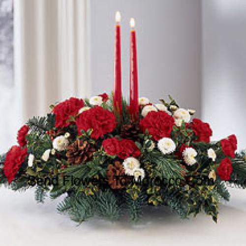 Centerpiece with Assorted Flowers and Ornaments